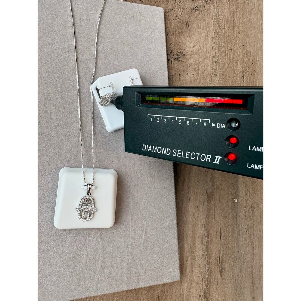 NWT Hamsa Moissanite Necklace & Earring Bundle - 925 Silver - Picture 3 of 10